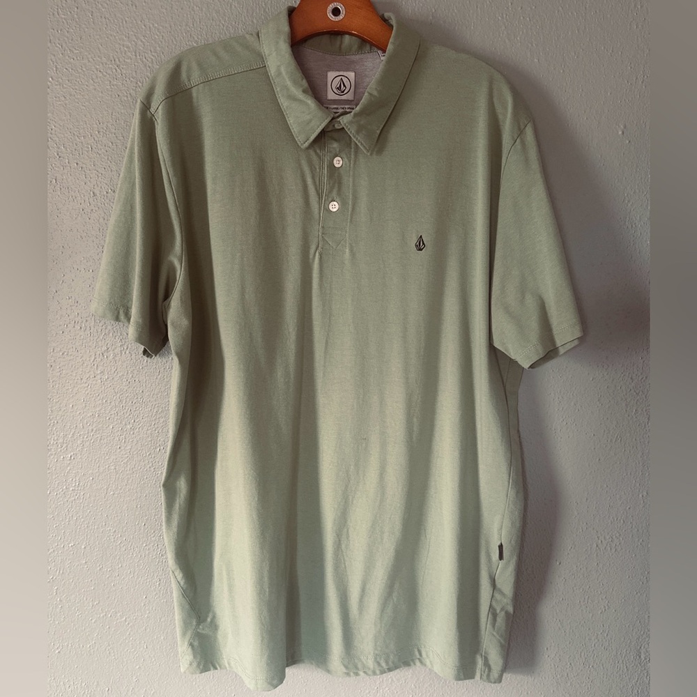 VOLCOM STONE Sage Green Performance Polo | Short Sleeve Golf Shirt Men’s XL